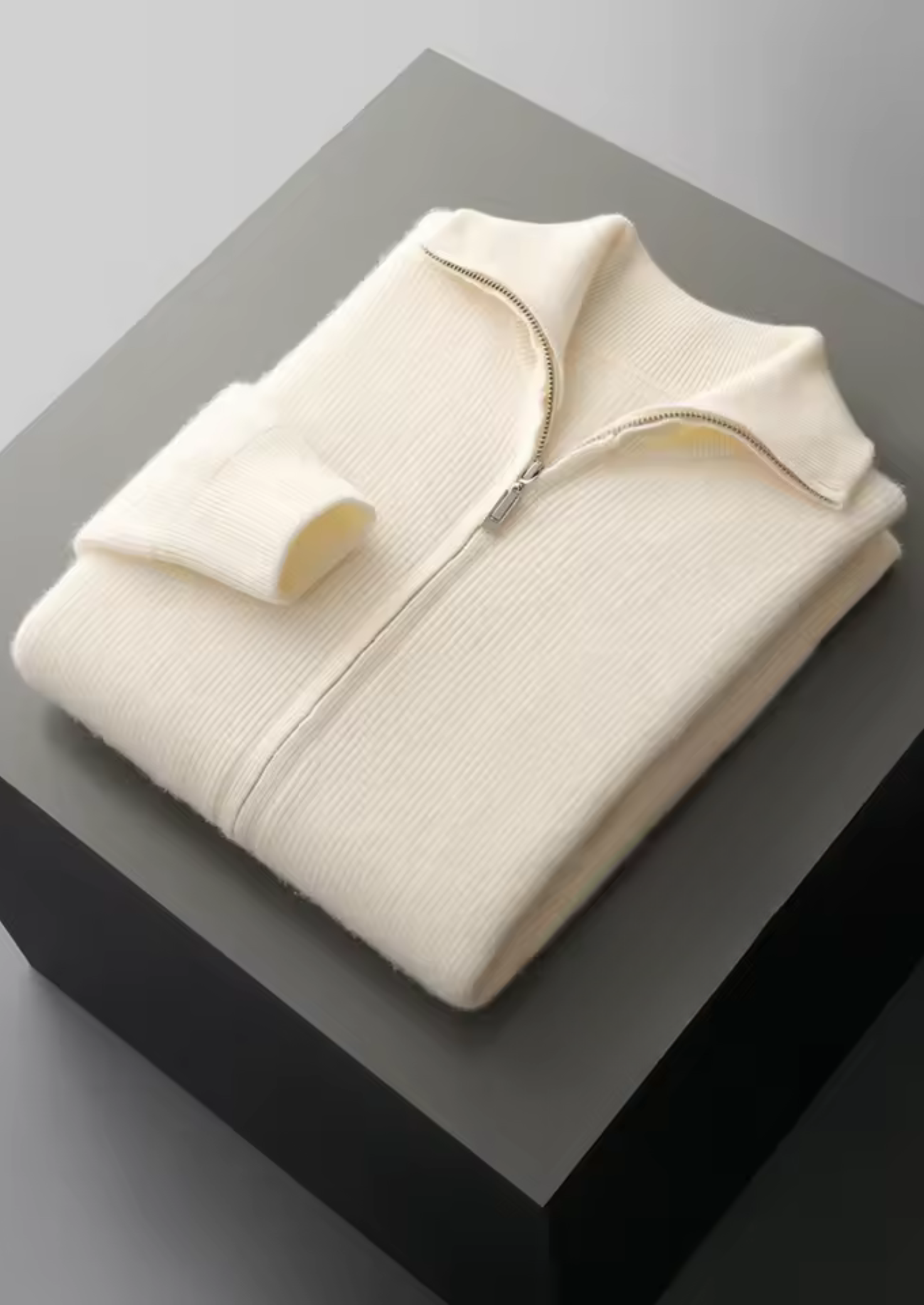 CARDIGAN EN LAINE LYON À CÔTES ET FERMETURE ÉCLAIR