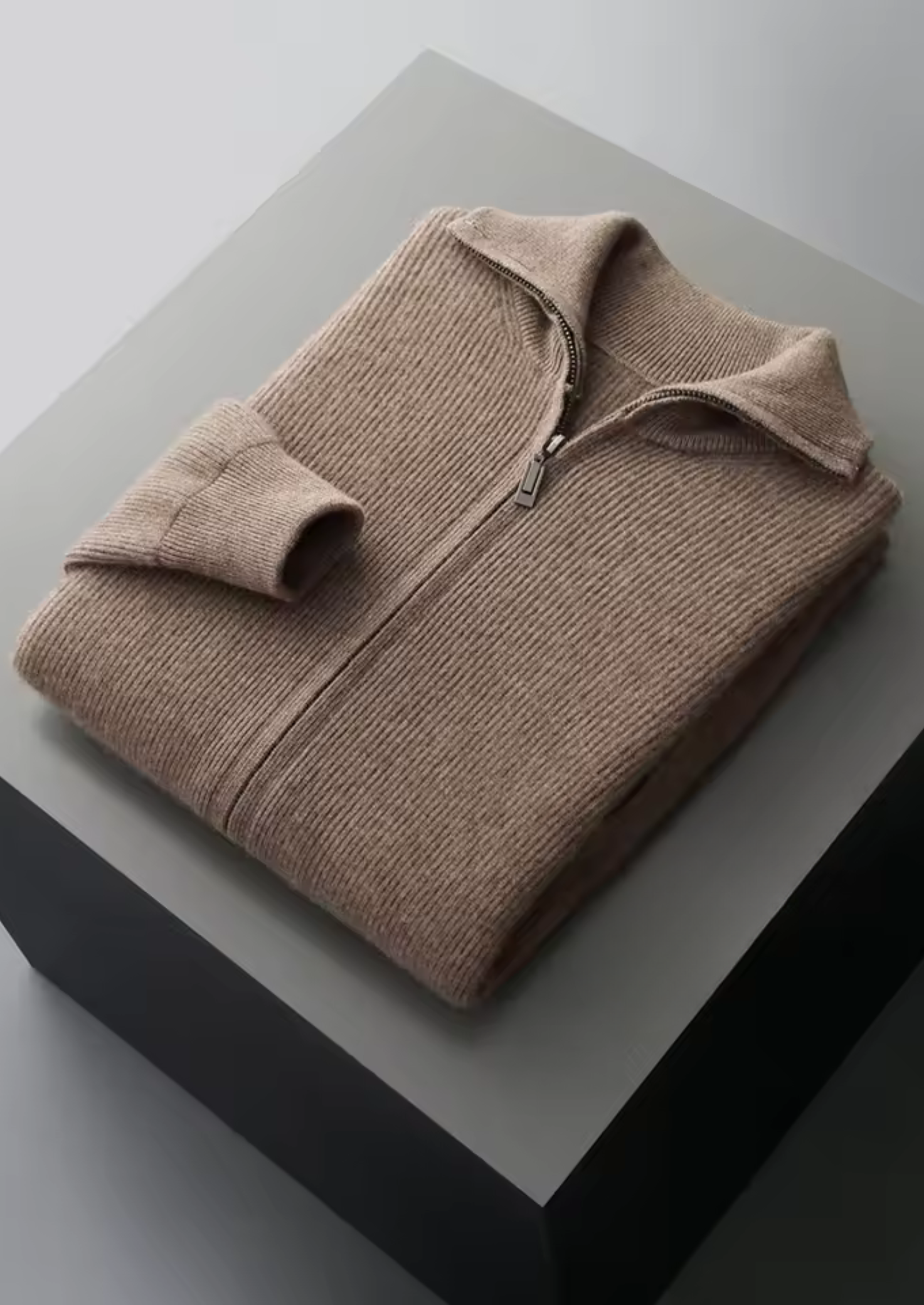 CARDIGAN EN LAINE LYON À CÔTES ET FERMETURE ÉCLAIR