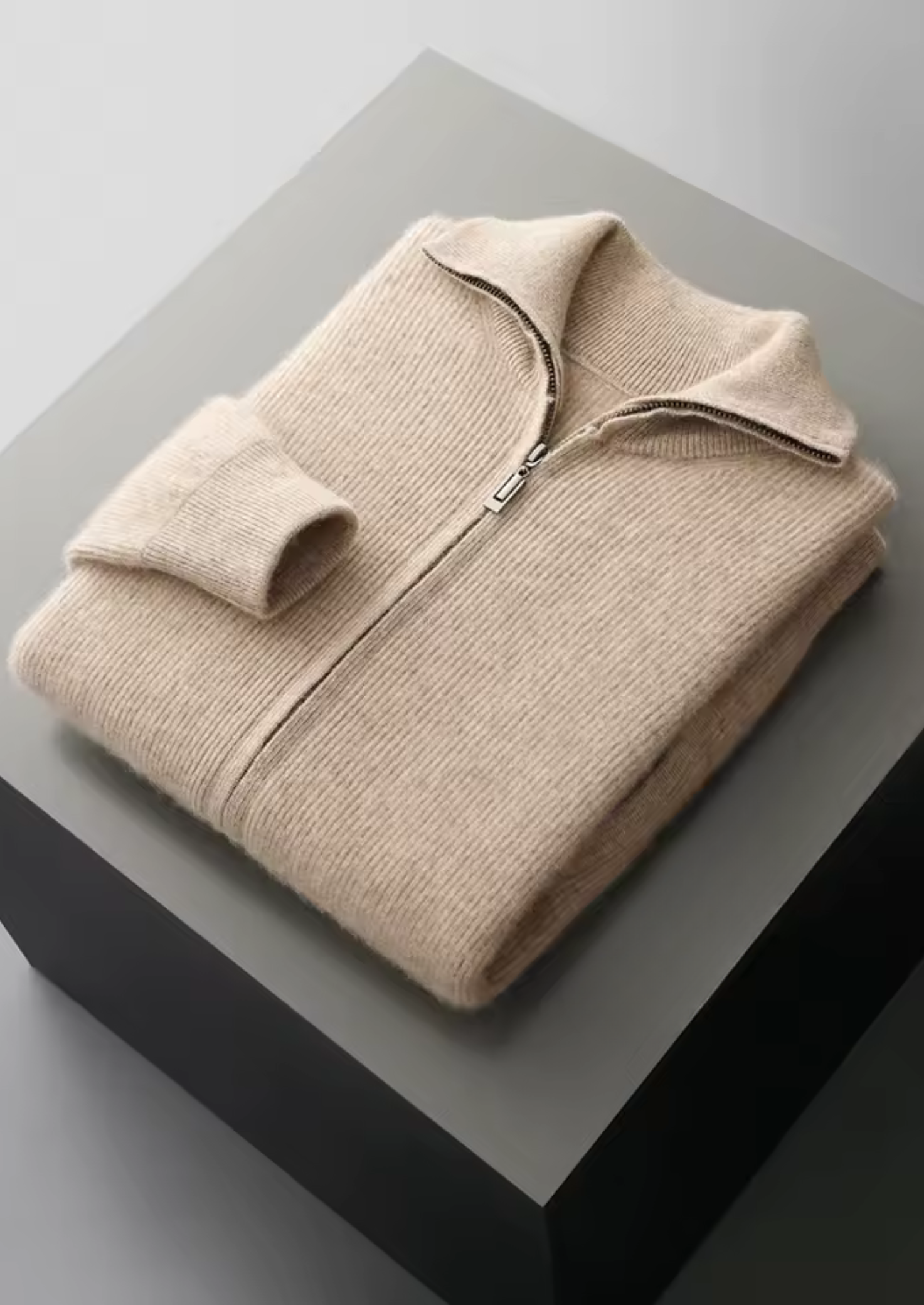 CARDIGAN EN LAINE LYON À CÔTES ET FERMETURE ÉCLAIR