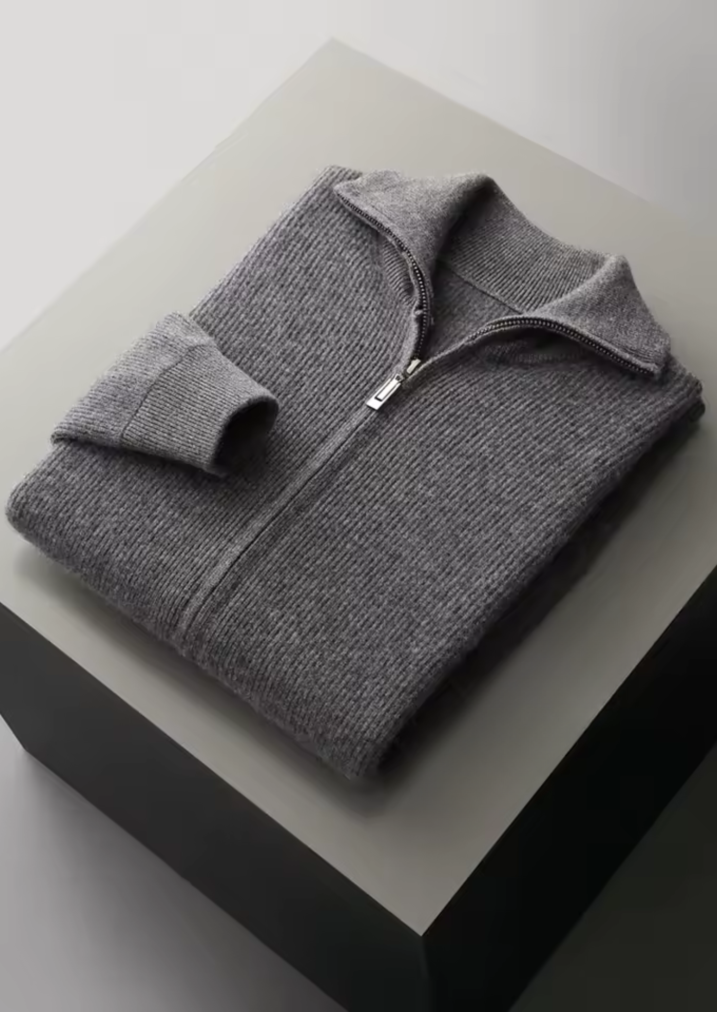 CARDIGAN EN LAINE LYON À CÔTES ET FERMETURE ÉCLAIR