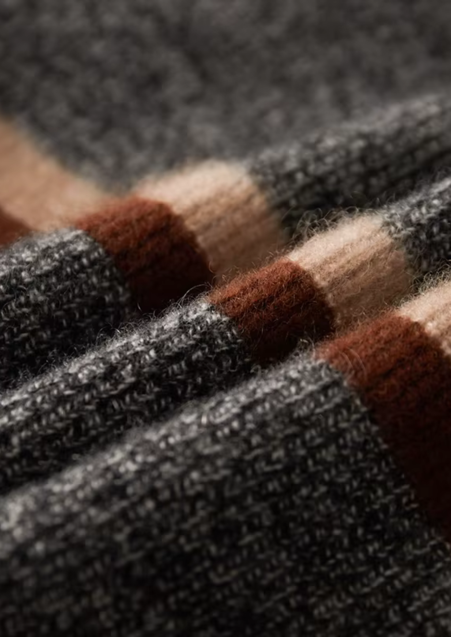 CARDIGAN À RAYURES EN 100 % CACHEMIRE AVEC FERMETURE ÉCLAIR