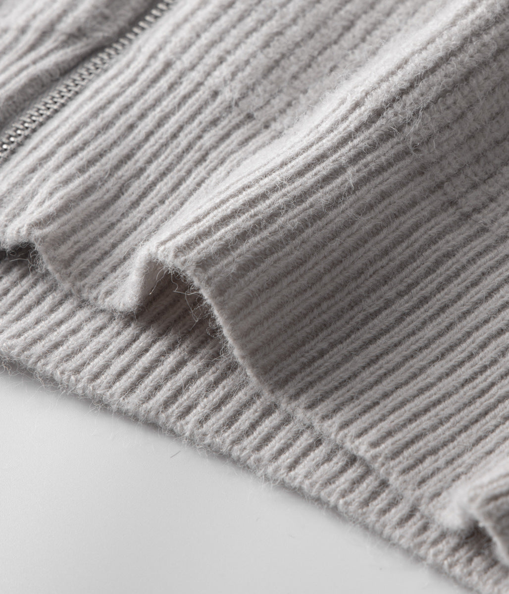 CARDIGAN ZIPPÉ 100 % LAINE MÉRINOS