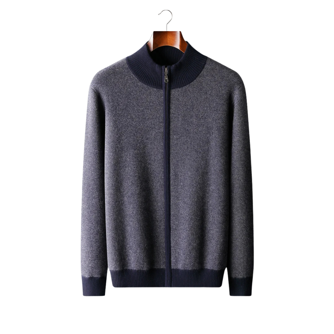 CARDIGAN ZIP 100 % CACHEMIRE JACQUARD