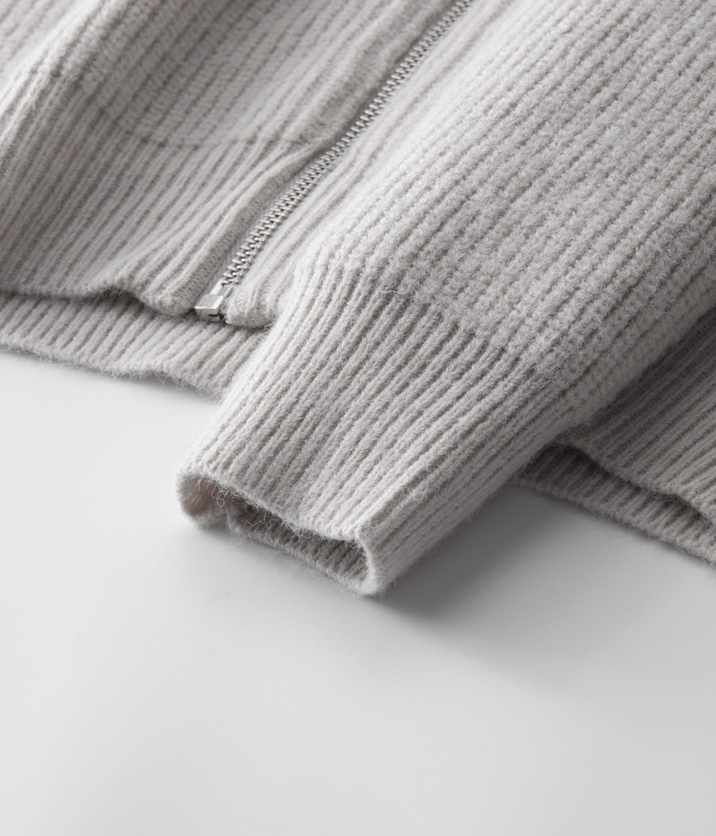 CARDIGAN ZIPPÉ 100 % LAINE MÉRINOS